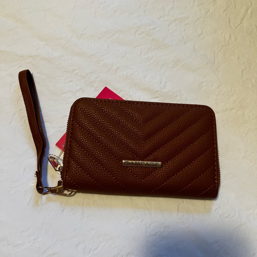Brown wristlet wallet